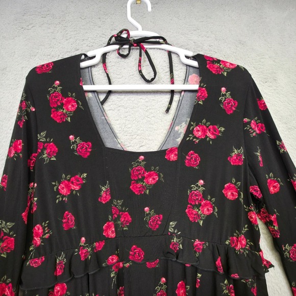 Torrid Dress Womens Plus Size 2X Floral Skater Whimsigoth Vamp Dark Romantic NEW - Picture 5 of 16